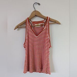 Maeve by Anthropologie orange cream white striped v neck tank top S Small